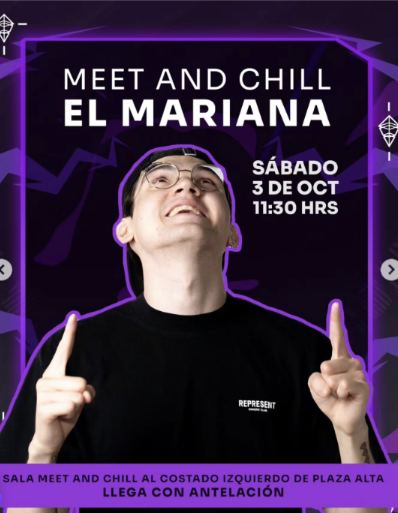 Lámina 2 de 4: Horario M&C El Mariana: sábado 3, 11:30, Sala Meet & Chill