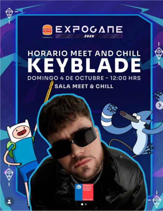 Lámina 1 de 1: Horario del Meet & Chill de Keyblade: domingo 4, 12:00, Sala Meet & Chill