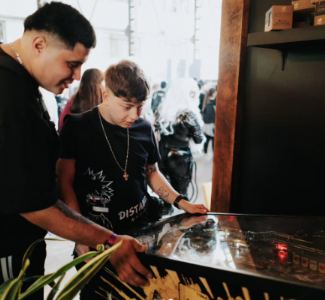 Lámina 3 de 3: Dos chicos jugando pinball